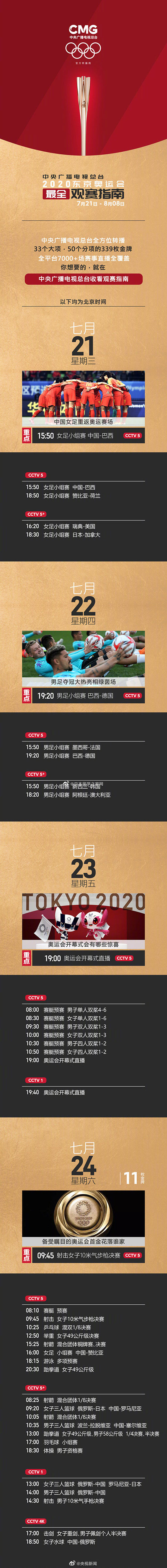 速速收藏，东京奥运会时间表 ​​​​